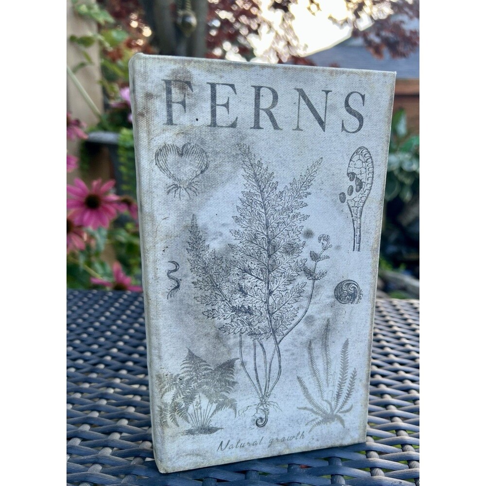 Vintage Style Fern Botanical Faux Book Box Hidden Storage Cottagecore Decor